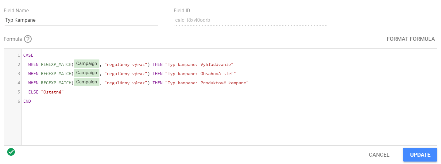 Data Studio, Case stetment, vlastné metriky a dimenzie, Regex match