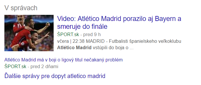 Príklad rich snippets pre správy a články