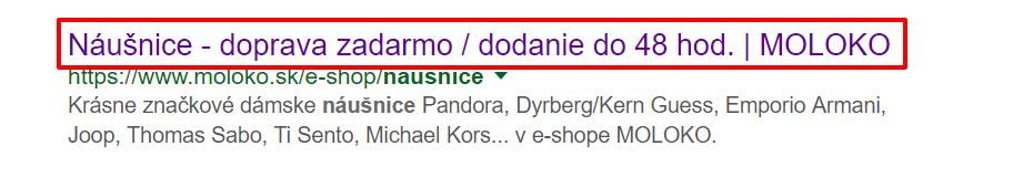 Výsledok vyhľadávania v Google na slovo náušnice